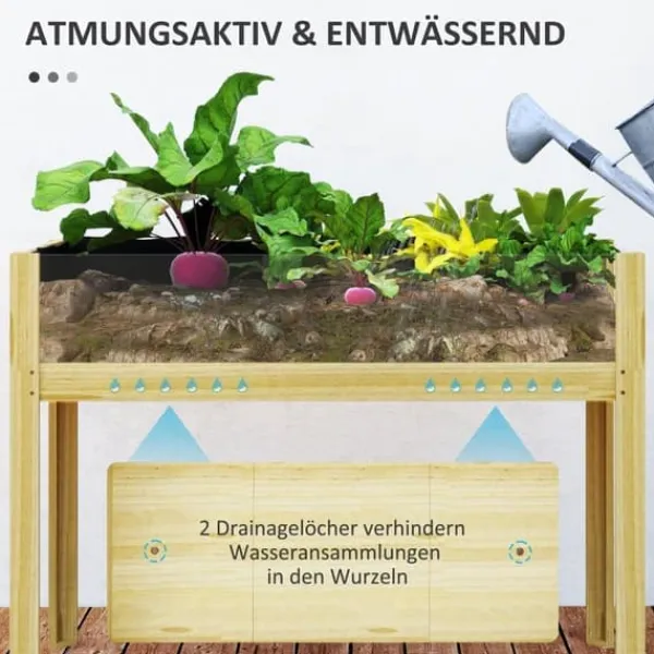 Plantningsbænke^Højbed i træ 110x50x80 cm med akrylpaneler & dræn – vejrbestandig