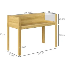 Plantningsbænke^Højbed i træ 110x50x80 cm med akrylpaneler & dræn – vejrbestandig