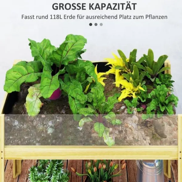 Plantningsbænke^Højbed i træ 110x50x80 cm med akrylpaneler & dræn – vejrbestandig