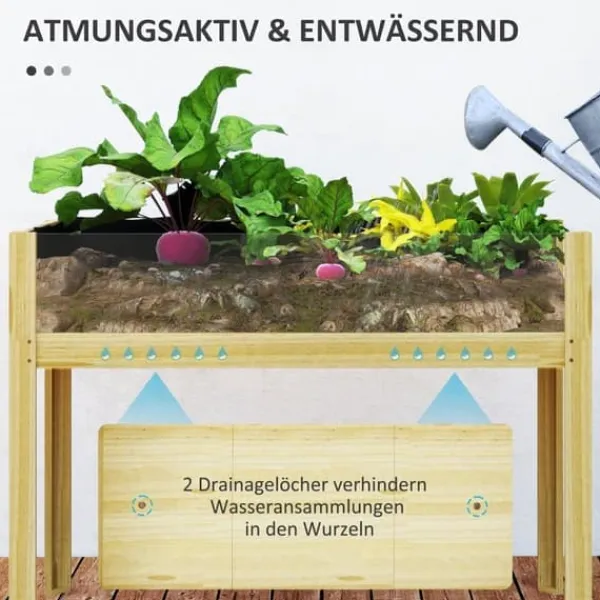 Plantningsbænke^Højbed i træ 110x50x80 cm med akrylpaneler & dræn – vejrbestandig