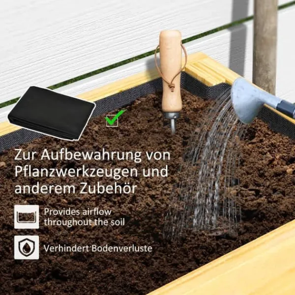 New Højbed i træ 100x30x70,5 cm med hylde & dræning – vejrbestandig Plantningsbænke
