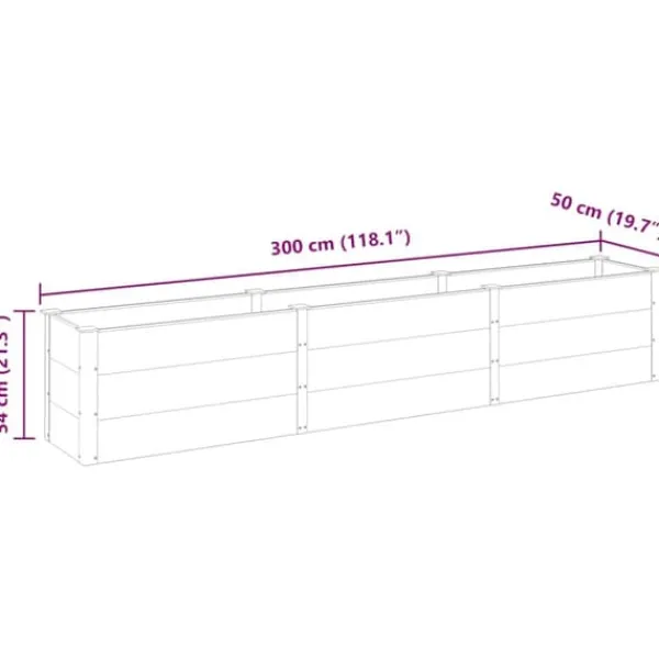 Højbed i WPC - Moderne plantekasse | Størrelse: 300x50x54 cm | Farve: Grå Plantningsbænke