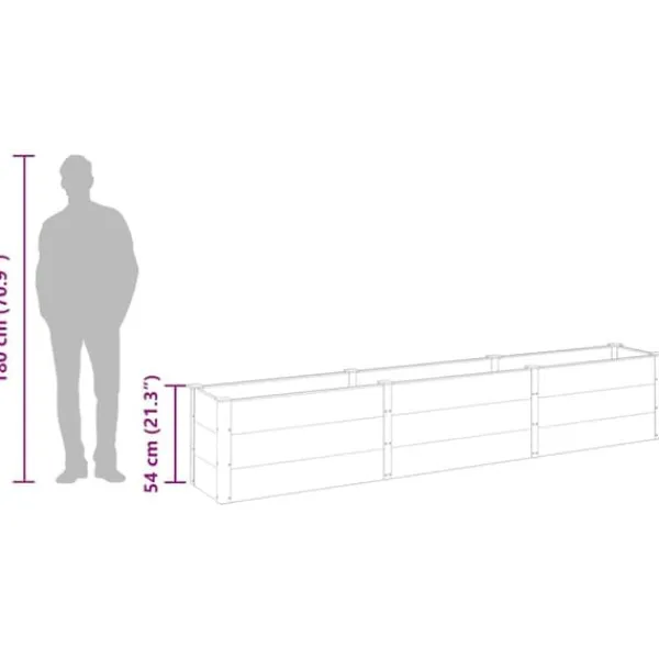Højbed i WPC - Moderne plantekasse | Størrelse: 300x50x54 cm | Farve: Grå Plantningsbænke