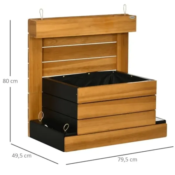 Outlet Højbed med 4 indsatsbeholdere & selvvanding, foret, træ brun, 79,5x49,5x80 cm Plantningsbænke