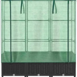Discount Højbed med drivhusovertræk - Rattan-look | Mål: 120x40x138 cm Drivhus