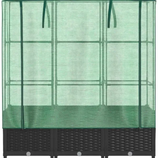 Discount Højbed med drivhusovertræk - Rattan-look | Mål: 120x40x138 cm Drivhus