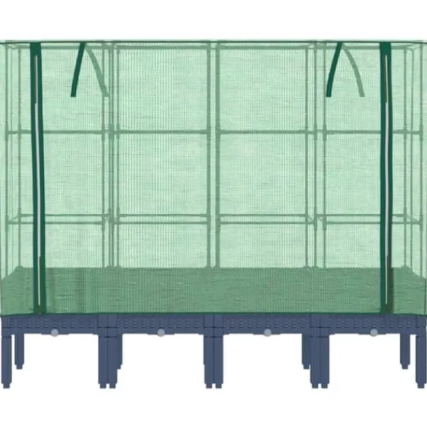 Drivhus^Højbed med drivhusovertræk - Rattan-look | Størrelse: 160x40x140 cm