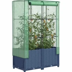 Hot Højbed med drivhusovertræk 80x40x138 cm - Rattan-look | Størrelse: 80x40x138 cm Drivhus