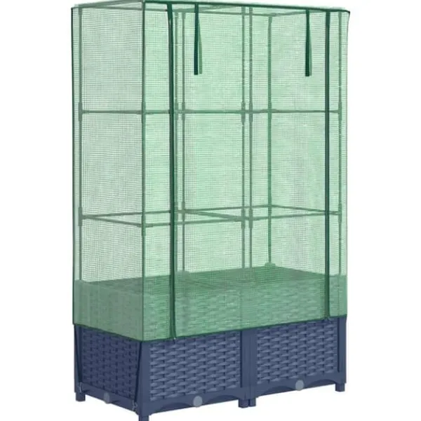 Hot Højbed med drivhusovertræk 80x40x138 cm - Rattan-look | Størrelse: 80x40x138 cm Drivhus