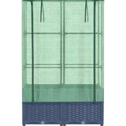 Hot Højbed med drivhusovertræk 80x40x138 cm - Rattan-look | Størrelse: 80x40x138 cm Drivhus