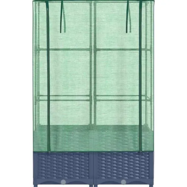 Hot Højbed med drivhusovertræk 80x40x138 cm - Rattan-look | Størrelse: 80x40x138 cm Drivhus