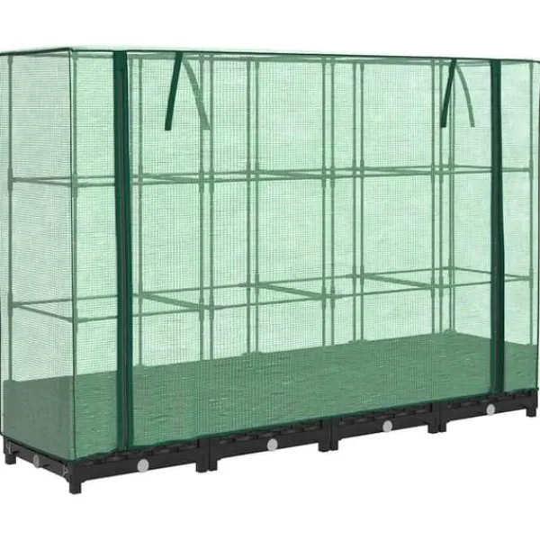 Hot Højbed med drivhusovertræk - Rattan-look | Størrelse: 160x40x123 cm Drivhus