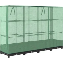 Hot Højbed med drivhusovertræk - Rattan-look | Størrelse: 160x40x123 cm Drivhus