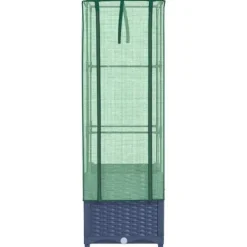 Drivhus^Højbed med drivhusovertræk 40x40x139 cm - Rattan-look | Størrelse: 40x40x139 cm