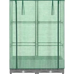 Drivhus^Højbed med drivhusovertræk 80x40x123 cm - Rattan-look | Størrelse: 80x40x123 cm