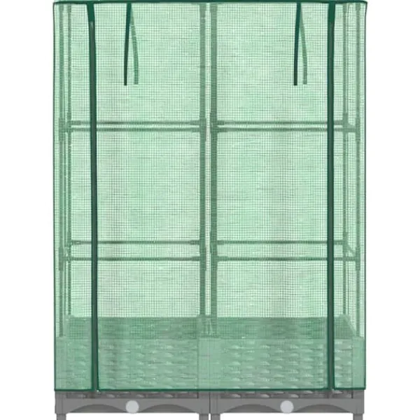Drivhus^Højbed med drivhusovertræk 80x40x123 cm - Rattan-look | Størrelse: 80x40x123 cm