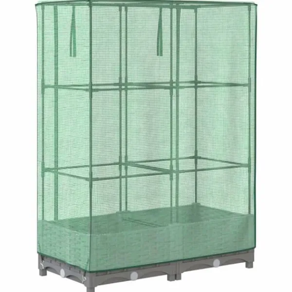 Drivhus^Højbed med drivhusovertræk 80x40x123 cm - Rattan-look | Størrelse: 80x40x123 cm