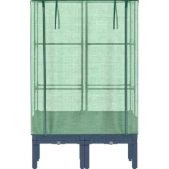 Drivhus^Højbed med drivhusovertræk - Robust design | Størrelse: 80x40x140 cm | Rattan-look