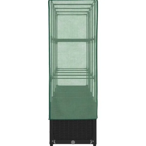 Højbed med drivhusovertræk - Robust konstruktion i rattan-look | Størrelse: 160x40x138 cm Drivhus