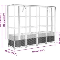 Højbed med drivhusovertræk - Robust konstruktion i rattan-look | Størrelse: 160x40x138 cm Drivhus