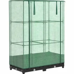Drivhus^Højbed med drivhusovertræk - Rattan-look | Størrelse: 80x40x123 cm