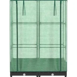 Drivhus^Højbed med drivhusovertræk - Rattan-look | Størrelse: 80x40x123 cm