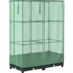Drivhus^Højbed med drivhusovertræk - Rattan-look | Størrelse: 80x40x123 cm