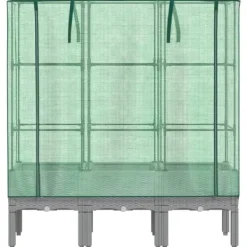 New Højbed med drivhusovertræk - Plantekasse i rattan-look | Størrelse: 120x40x140 cm Drivhus