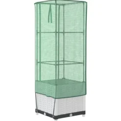 Drivhus^Højbed med drivhusovertræk - Rattan-look | Størrelse: 40x40x139 cm