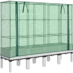 Discount Højbed med drivhusovertræk - Rattan-look | Størrelse: 160x40x140 cm Plantestativer