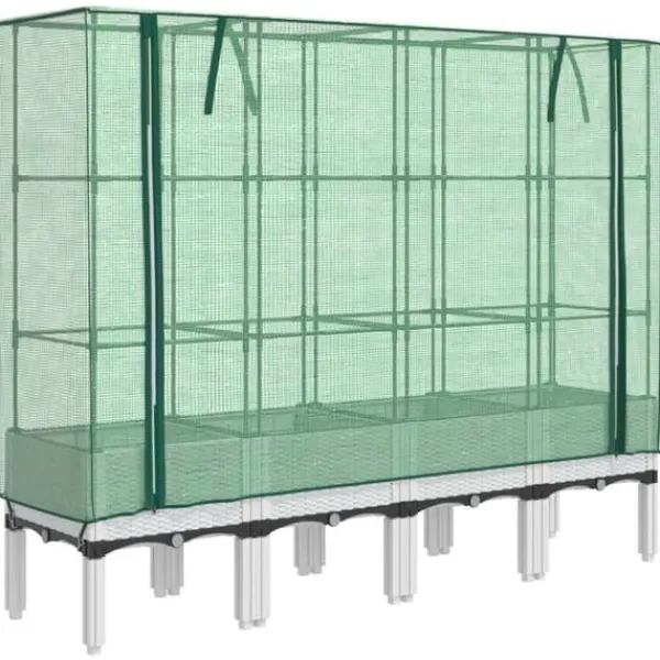 Discount Højbed med drivhusovertræk - Rattan-look | Størrelse: 160x40x140 cm Plantestativer