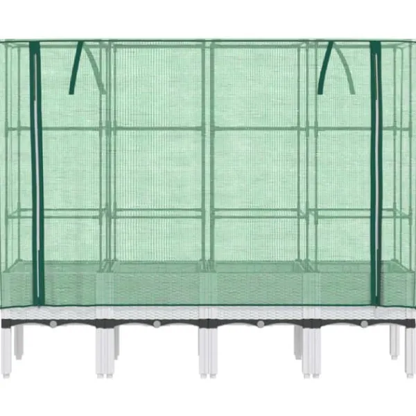 Discount Højbed med drivhusovertræk - Rattan-look | Størrelse: 160x40x140 cm Plantestativer