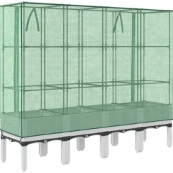 Discount Højbed med drivhusovertræk - Rattan-look | Størrelse: 160x40x140 cm Plantestativer