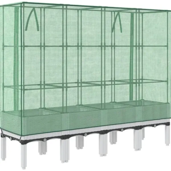 Discount Højbed med drivhusovertræk - Rattan-look | Størrelse: 160x40x140 cm Plantestativer