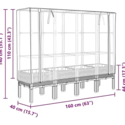 Discount Højbed med drivhusovertræk - Rattan-look | Størrelse: 160x40x140 cm Plantestativer