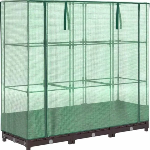 Drivhus^Højbed med drivhusovertræk - Rattan-look | Størrelse: 120x40x123 cm