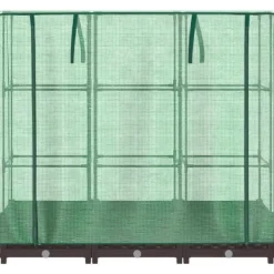 Drivhus^Højbed med drivhusovertræk - Rattan-look | Størrelse: 120x40x123 cm