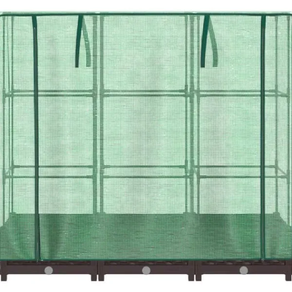 Drivhus^Højbed med drivhusovertræk - Rattan-look | Størrelse: 120x40x123 cm