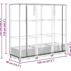 Drivhus^Højbed med drivhusovertræk - Rattan-look | Størrelse: 120x40x123 cm