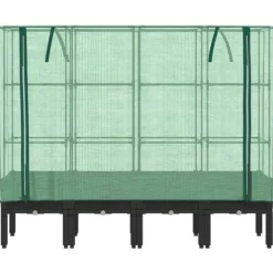 Best Højbed med drivhusovertræk i rattan-look - Plantekasse | Størrelse: 160x40x140 cm Drivhus