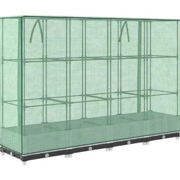 Online Højbed med drivhusovertræk - Robuste planter i rattan-look | Størrelse: 160x40x123 cm Drivhus