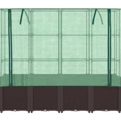 Outlet Højbed med drivhusovertræk - Rattan-look | Størrelse: 160x40x153 cm Drivhus