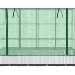 Drivhus^Højbed med drivhusovertræk i rattan-look - Plads til planter | Størrelse: 160x40x138 cm