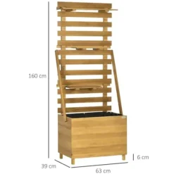 Clearance Højbed med espalier & 3 hylder 63x39x160 cm, træ brun – klatreplanter Plantningsbænke