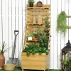 Plantningsbænke^Højbed med espalier & 3 hylder 63x39x160 cm, træ brun – klatreplanter