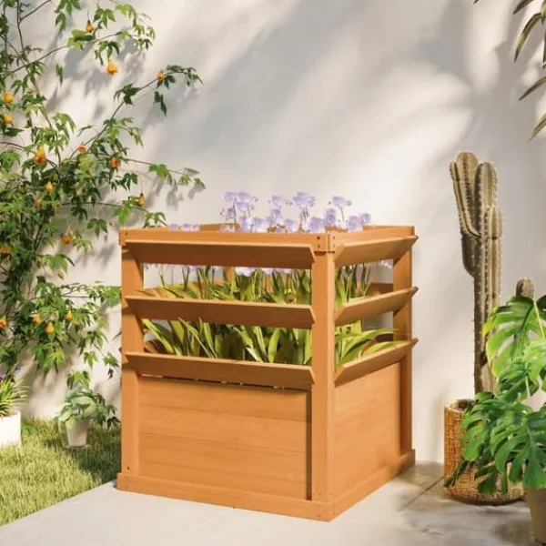 Online Højbed med espalier & åben bund 65x65x60 cm, træ – til klatreplanter Kompostering