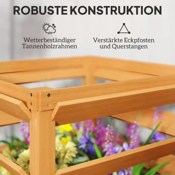 Kompostering^Højbed med espalier & åben bund 65x65x60 cm, træ – til klatreplanter