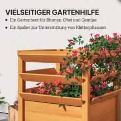 Højbed med espalier & åben bund 65x65x60 cm, træ – til klatreplanter Kompostering