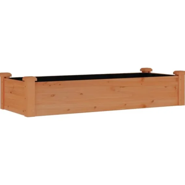 Plantningsbænke^Højbed med foring i massivt fyrretræ - Plantekasse | Størrelse: 120x45x25 cm | Farve: Brun