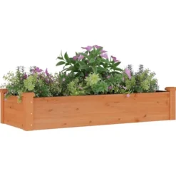 Plantningsbænke^Højbed med foring i massivt fyrretræ - Plantekasse | Størrelse: 120x45x25 cm | Farve: Brun